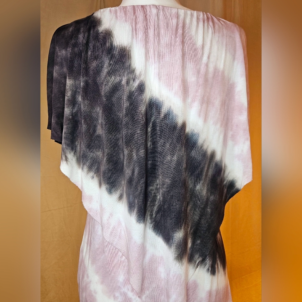 Juicy Couture Pink Gray Tie Dye Draped Poncho Overlay Top M NWOT - Picture 9 of 12
